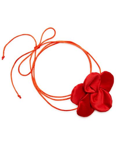 Soriano Van Gaever Saga Flower Satin Neck Tie - Red