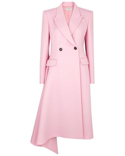 Alexander McQueen Double-breasted Asymmetric Wool Coat - Pink