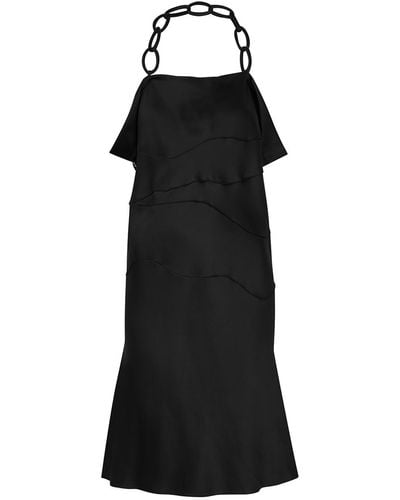 Bevza Satin Midi Dress - Black