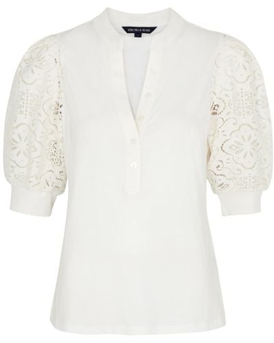 Veronica Beard Coralee Lace And Cotton Top - White