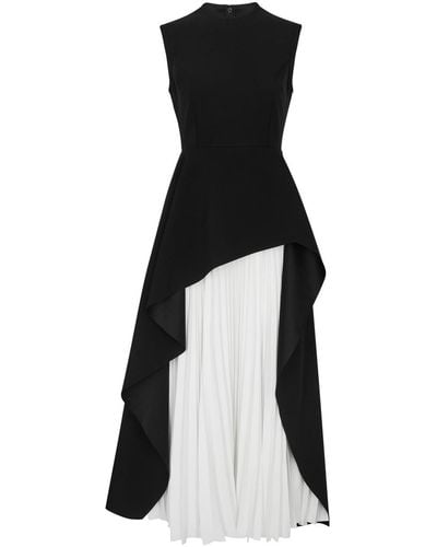Solace London Severny Peplum Pleated Midi Dress - Black