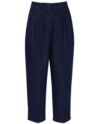 YMC Market Cropped Denim Trousers - Blue
