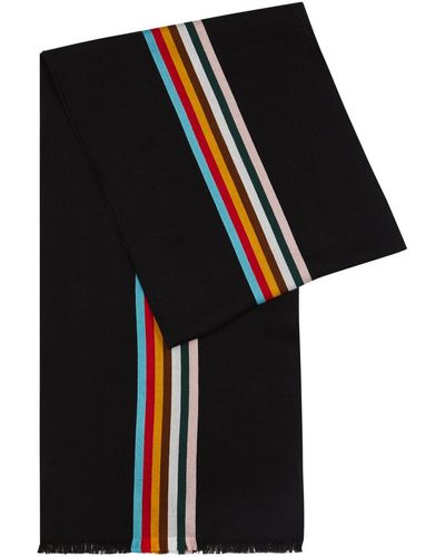 Paul Smith Central Striped Wool-blend Scarf - Black