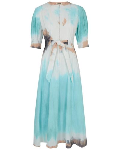 LUUDA Tie-dye Stretch-cotton Midi Dress - Blue