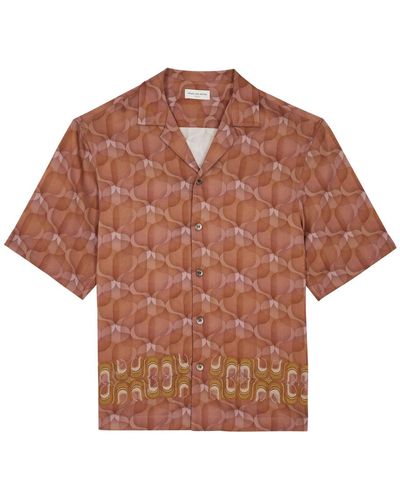 Dries Van Noten Cassi Printed Satin Shirt - Brown