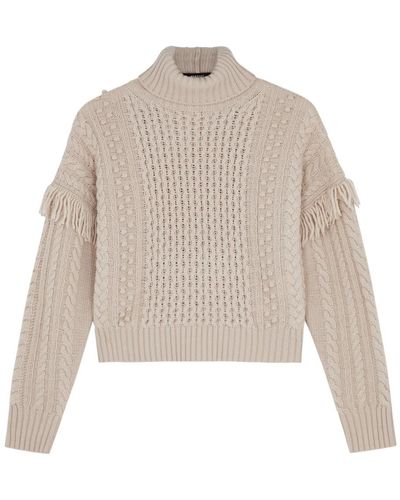 Weekend by Maxmara Lodola Fringe-trimmed Wool Sweater - Natural