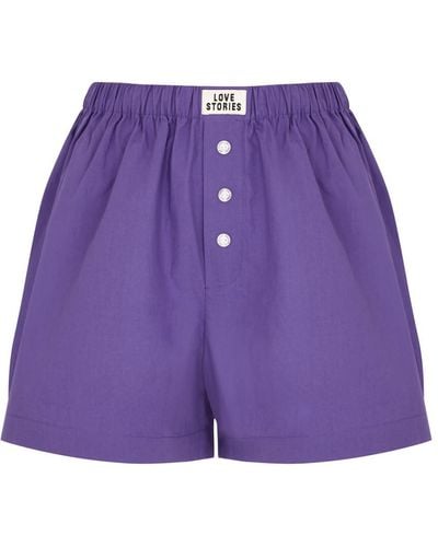 Love Stories James Cotton-Poplin Shorts - Purple