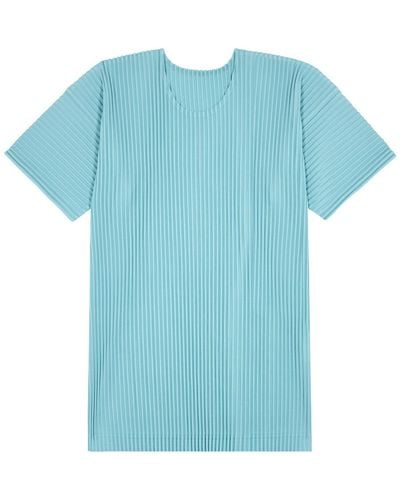 Issey Miyake Homme Plissé Pleated Jersey T-Shirt - Blue