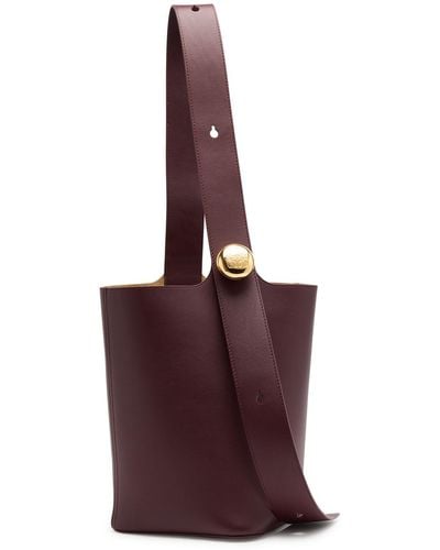 Loewe Pebble Medium Leather Bucket Bag - Purple