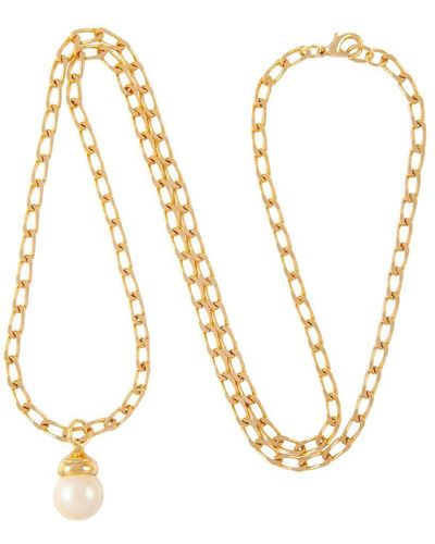 Susan Caplan 1980s Vintage Faux Pearl Chain Necklace - White