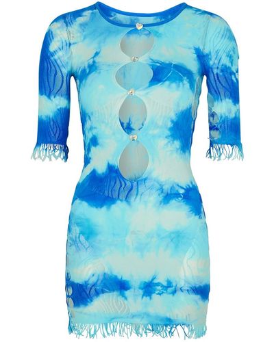 Poster Girl Miranda Tie-Dyed Cut-Out Stretch-Knit Mini Dress - Blue