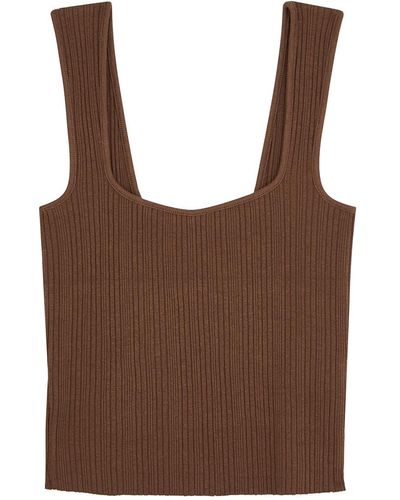 Vince Ribbed-knit Tank - Brown