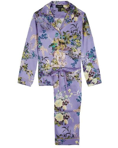 Meng Purple Silk Satin Pyjama Set