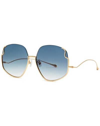 For Art's Sake Drape 12kt Gold-plated Round-frame Sunglasses - Blue