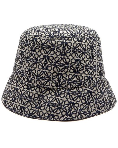 Loewe Anagram-jacquard Reversible Bucket Hat - Grey