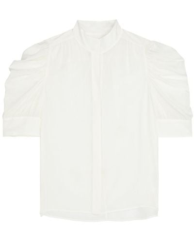 FRAME Gillian Puff-Sleeve Silk-Chiffon Blouse - White