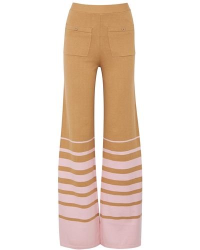 JoosTricot Striped Wide-leg Knitted Trousers - Natural