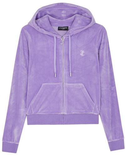 Juicy Couture Robertson Hooded Velour Sweatshirt - Purple