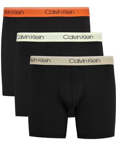 Calvin Klein Logo Stretch-jersey Boxer Briefs - Black