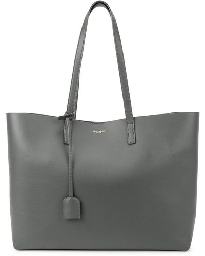 Saint Laurent East West Grey Grained Leather Tote, Tote Bag, Grey