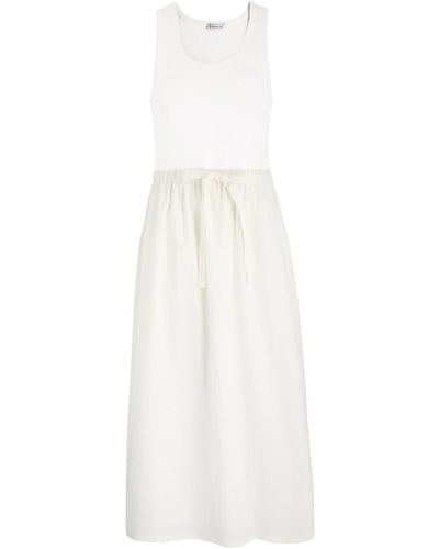 Moncler Panelled Cotton-Poplin Midi Dress - White