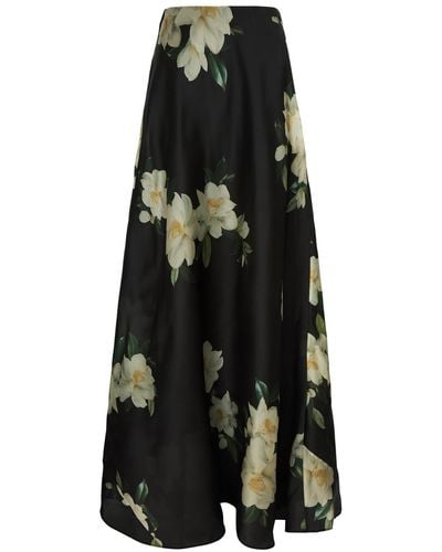 Zimmermann Harmony Floral-Print Silk-Organza Maxi Skirt - Black