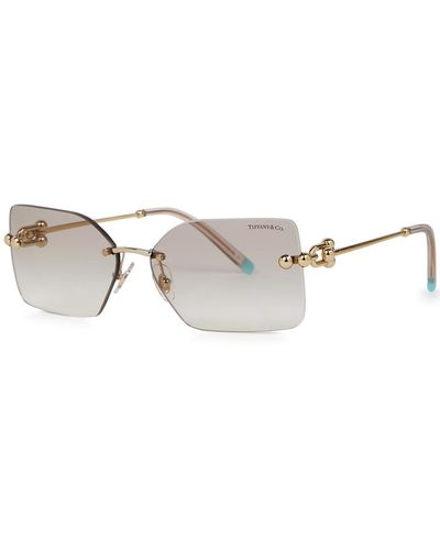Tiffany & Co. Rimless Rectangle-frame Sunglasses, Sunglasses, - Natural