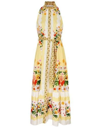 Borgo De Nor Biba Floral-Print Cotton Maxi Dress - Metallic