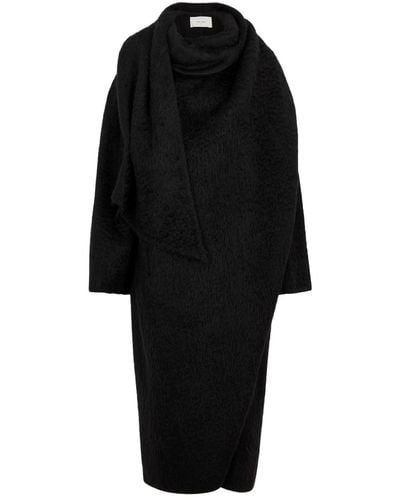 The Row Orlando Scarf-effect Wool-blend Coat - Black