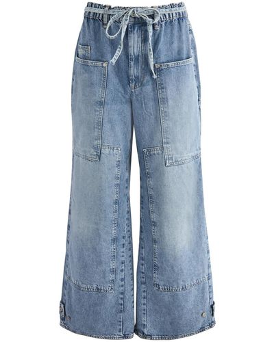 Free People Crvy Outlaw Wide-Leg Jeans - Blue