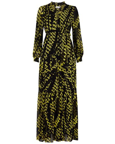 Diane von Furstenberg Olenna Printed Chiffon Maxi Dress - Green