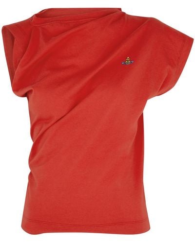Vivienne Westwood Hebo Asymmetric Cotton Top - Red