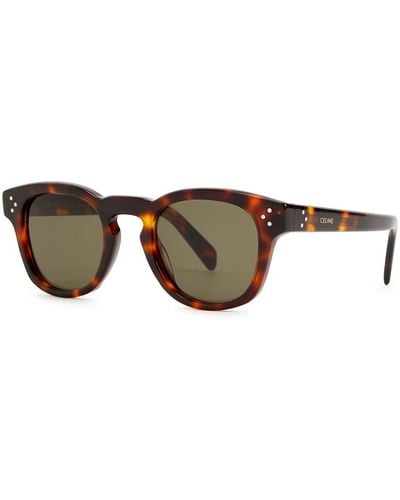 Celine Round-frame Sunglasses , Designer-stamped Arms, 100% Uv Protection - Brown