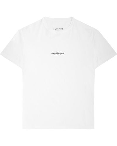 Maison Margiela Logo-Embroidered Cotton T-Shirt - White
