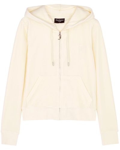 Juicy Couture Classic Robertson Hooded Velour Sweatshirt - Natural
