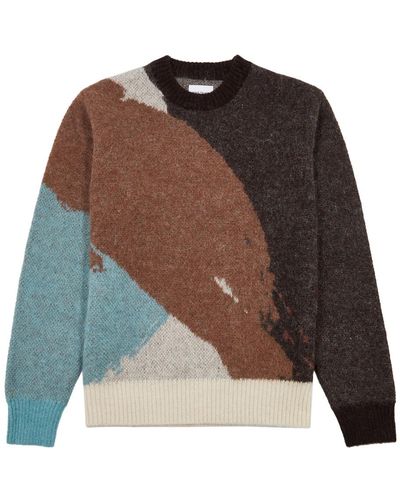 Norse Projects Arild Intarsia Mohair-blend Sweater - Brown