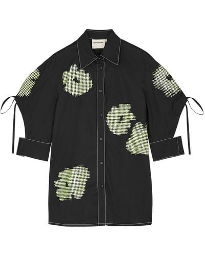 LOVEBIRDS Sequin-embellished Cotton Shirt - Black