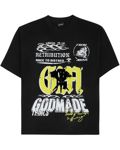God Made Retribution Printed Cotton T-Shirt - Black