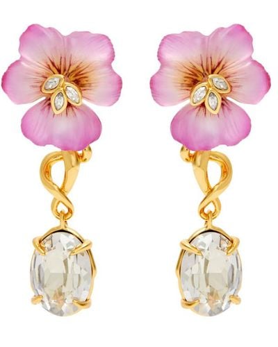 Alexis Pansy 14kt Gold-plated Drop Earrings - Pink