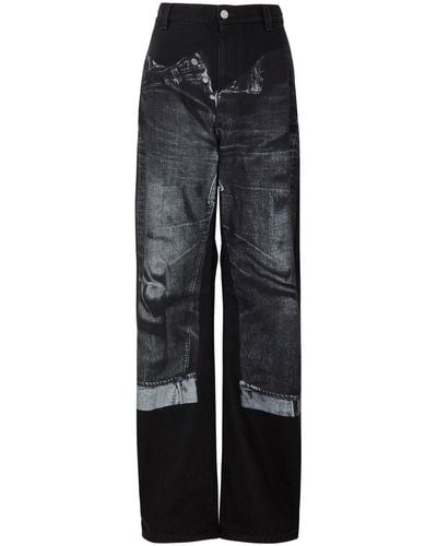 Jean Paul Gaultier Denim Trompe L'oeil Wide-leg Jeans - Black