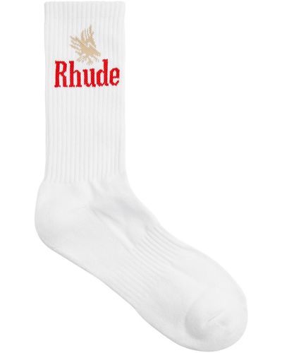 Rhude Eagles Logo Cotton-blend Socks - White