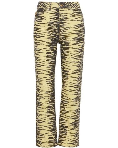 Ganni Zebra-print Straight-leg Jeans - Yellow