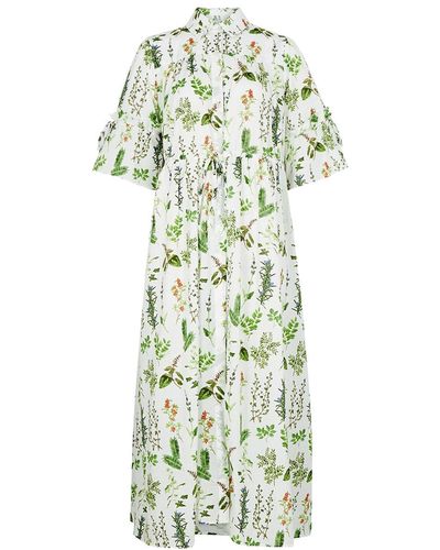 Evi Grintela Marion Voile Floral-Print Cotton Maxi Dress - Green