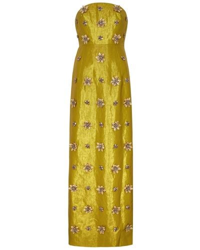 Huishan Zhang Lorena Embellished Taffeta Maxi Dress - Yellow