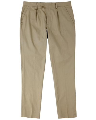 PS by Paul Smith Pleated Cotton-Blend Trousers - Natural