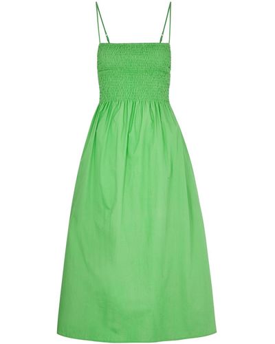 Faithfull The Brand Bryssa Cotton-poplin Midi Dress - Green
