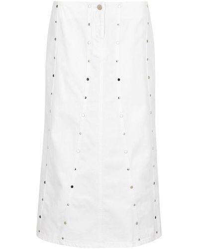 GIMAGUAS Berta Studded Denim Midi Skirt - White