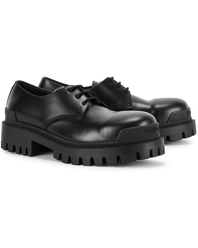 Balenciaga Strike Black Leather Derby Shoes