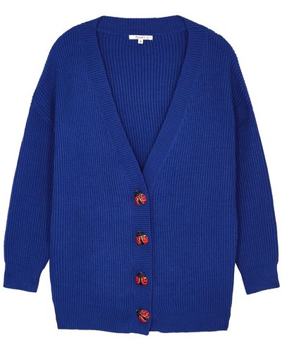 Olivia Rubin Frankie Ribbed-knit Cardigan - Blue