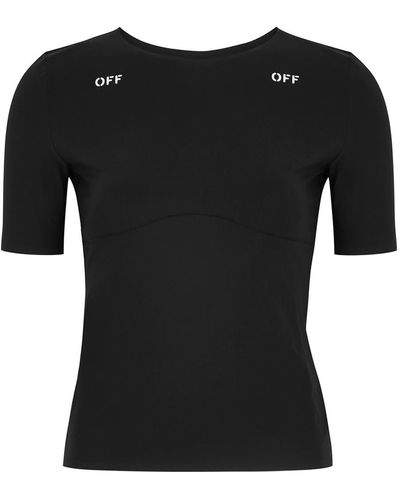Off-White c/o Virgil Abloh Off- Logo Stretch-Jersey Top - Black